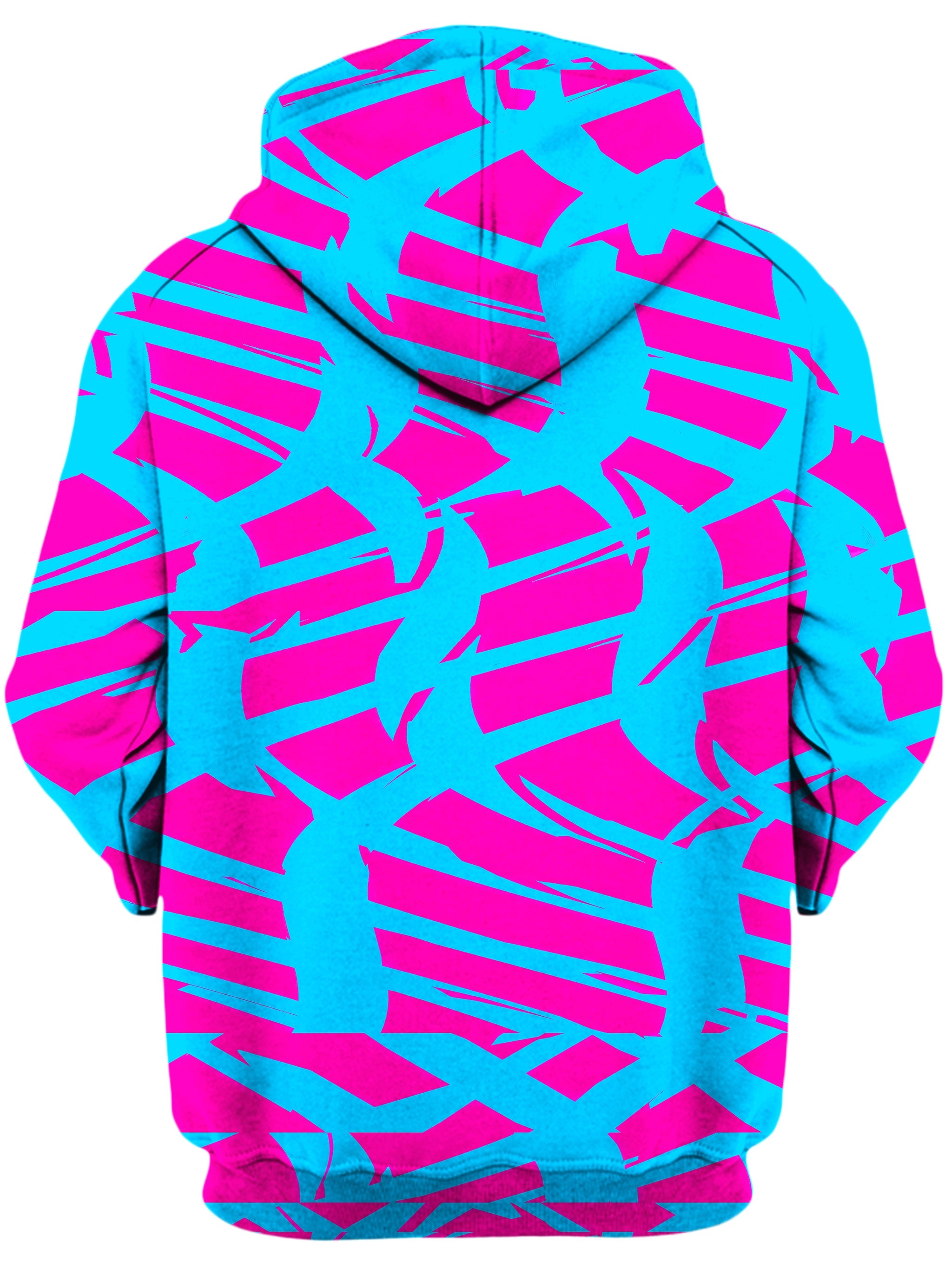 Pink and Blue Squiggly Rave Checkered Unisex Zip-Up Hoodie