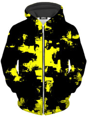 Black and Yellow Abstract Unisex Zip-Up Hoodie