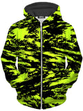 Black Lime Bolt Glitch Unisex Zip-Up Hoodie