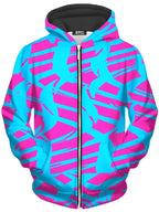Pink and Blue Squiggly Rave Checkered Unisex Zip-Up Hoodie Big Tex Funkadelic Epic Hoodie