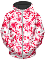 White Blood Print Unisex Zip-Up Hoodie Nakari Studios Epic Hoodie