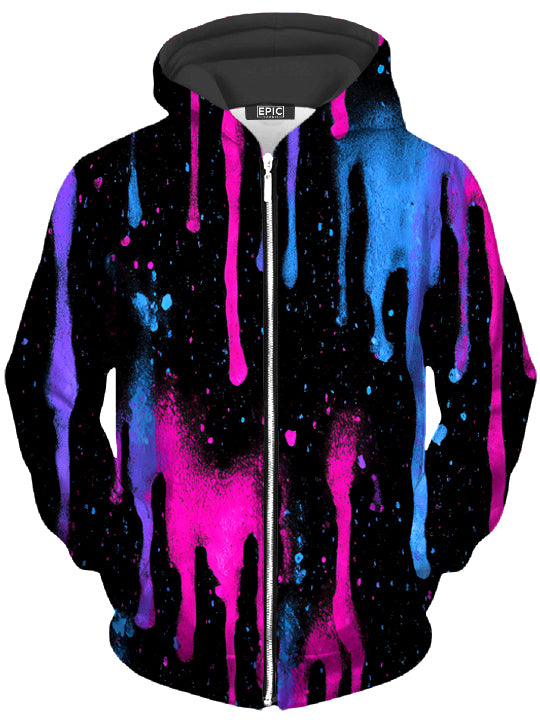 Neon Cascade Unisex Zip-Up Hoodie