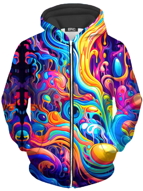 Kandi Swirl Unisex Zip-Up Hoodie Psychedelic Pourhouse Epic Hoodie