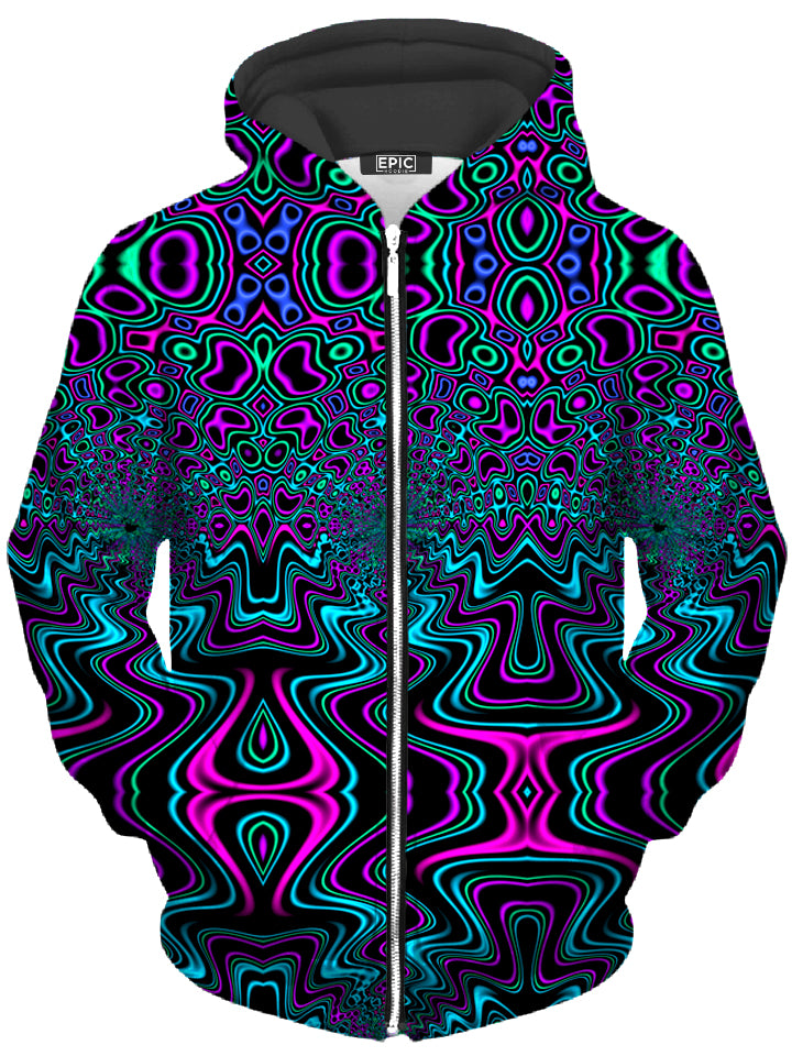 Psychedelic Pourhouse - Fractal River Unisex Zip-Up Hoodie
