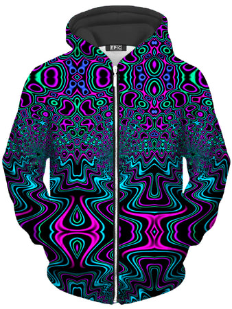 Psychedelic Pourhouse - Fractal River Unisex Zip-Up Hoodie