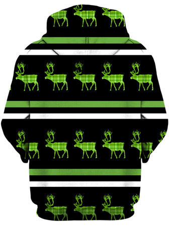 Sartoris Art - Green Plaid Reindeer Unisex Hoodie