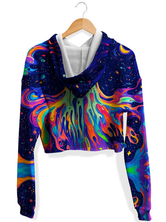 iEDM - Trippy Hollow Fleece Crop Hoodie