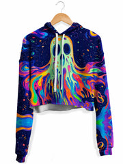 Trippy Hollow Fleece Crop Hoodie