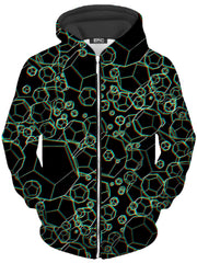 Dodecahedron Madness Glitch Unisex Zip-Up Hoodie