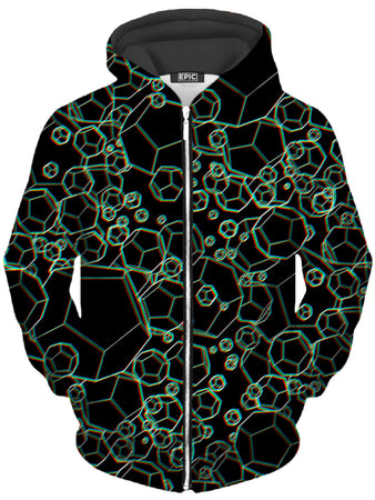 Yantrart Design - Dodecahedron Madness Glitch Unisex Zip-Up Hoodie