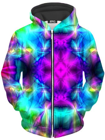 Yantrart Design - Psyched Mixed Dimension Unisex Zip-Up Hoodie