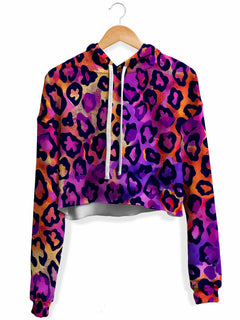 iEDM - Neon Leopard Fleece Crop Hoodie