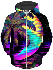 Neon Nights Unisex Zip-Up Hoodie