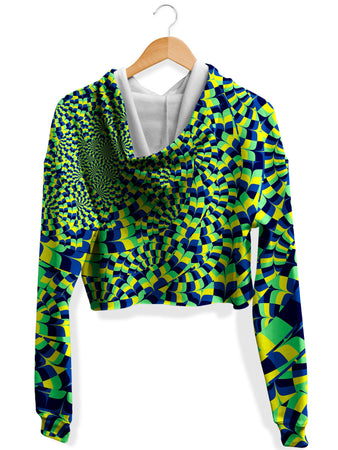 Art Designs Works - Green Portal Fleece Crop Hoodie