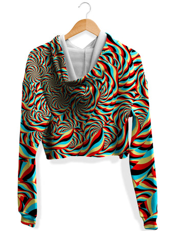 Art Designs Works - Trippy Swirl Fleece Crop Hoodie