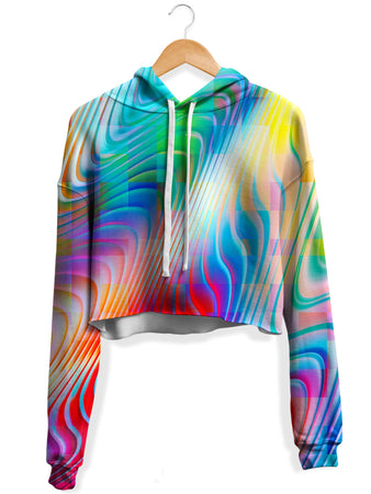 Art Designs Works - Rainbow Prism Fleece Crop Hoodie