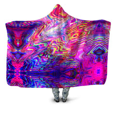 Glitch Waves Hooded Blanket