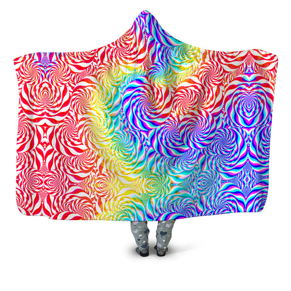 Art Designs Works - PLUR Rainbow Hooded Blanket