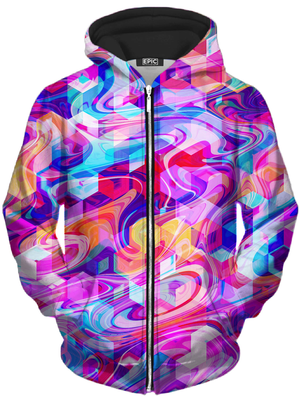 Cubic Drop Unisex Zip-Up Hoodie Art Designs Works Epic Hoodie