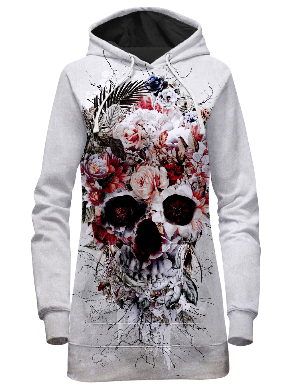 Floral Skull Hoodie Dress, Riza Peker, T6 - Epic Hoodie