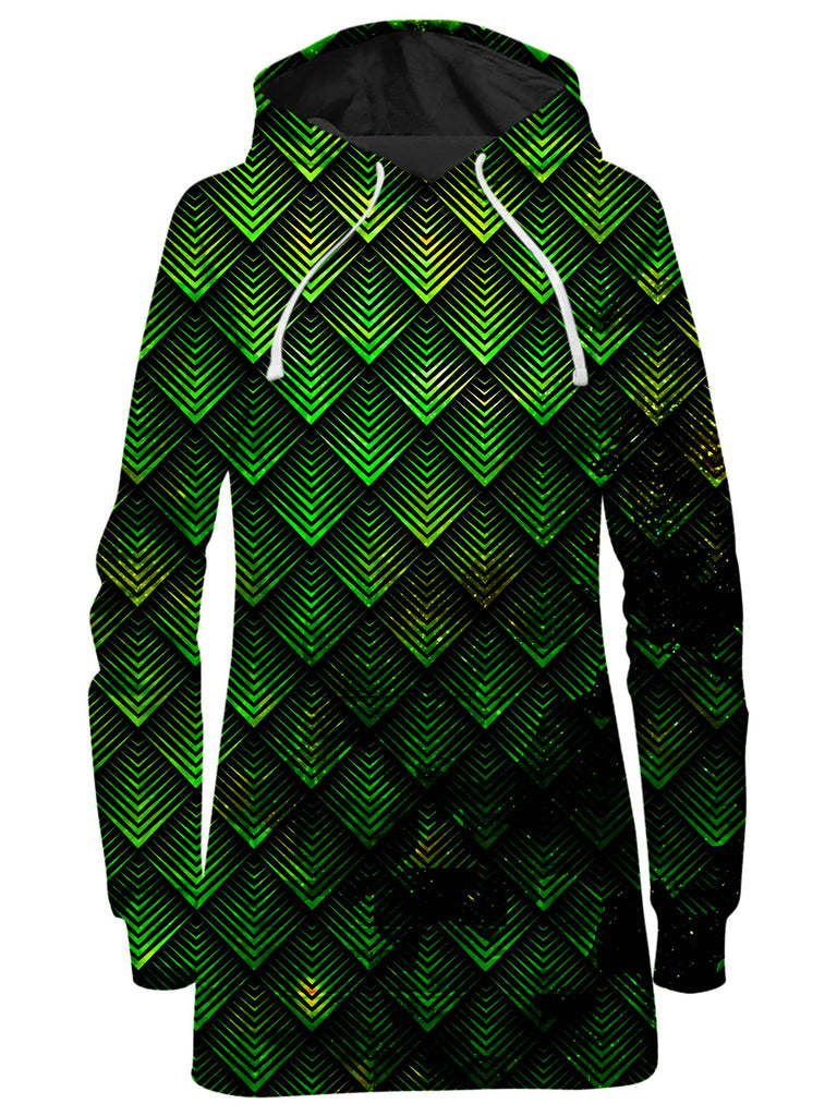 Noctum X Truth - Galactic Dragon Scale Green Hoodie Dress