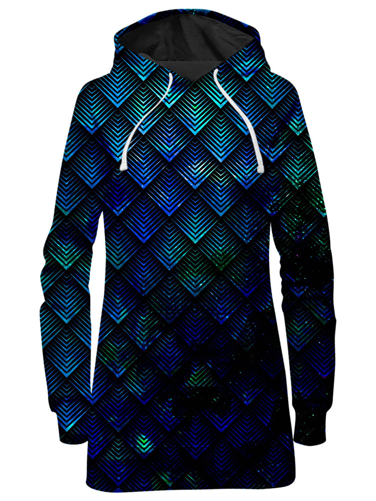Noctum X Truth - Galactic Dragon Scale Teal Hoodie Dress