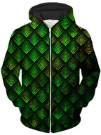 Galactic Dragon Scale Green Unisex Zip-Up Hoodie Noctum X Truth Epic Hoodie