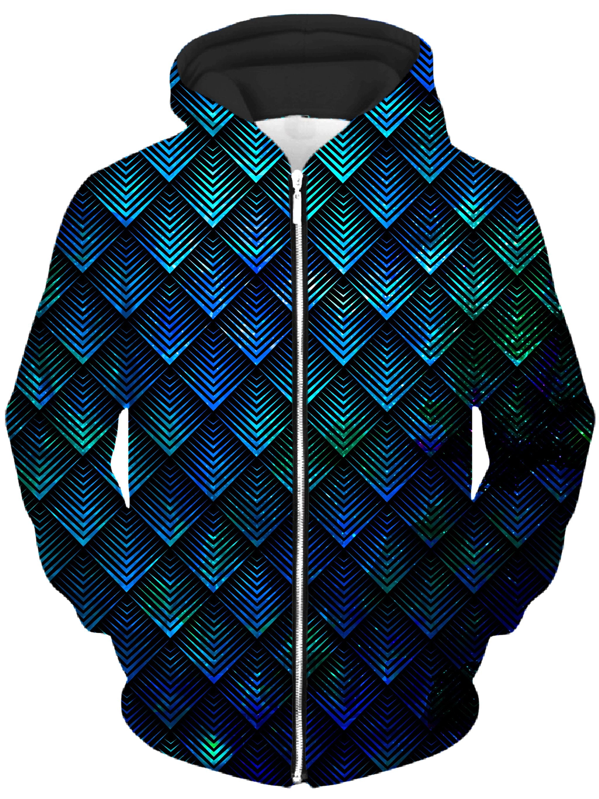 Galactic Dragon Scale Teal Unisex Zip-Up Hoodie, Noctum X Truth, T6 - Epic Hoodie