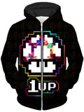 Level Up Mushroom Unisex Zip-Up Hoodie, Noctum X Truth, T6 - Epic Hoodie