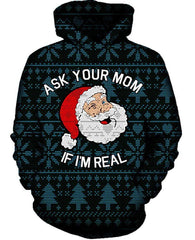 Ask Your Mom Ugly Christmas Hoodie, On Cue Apparel, T6 - Epic Hoodie