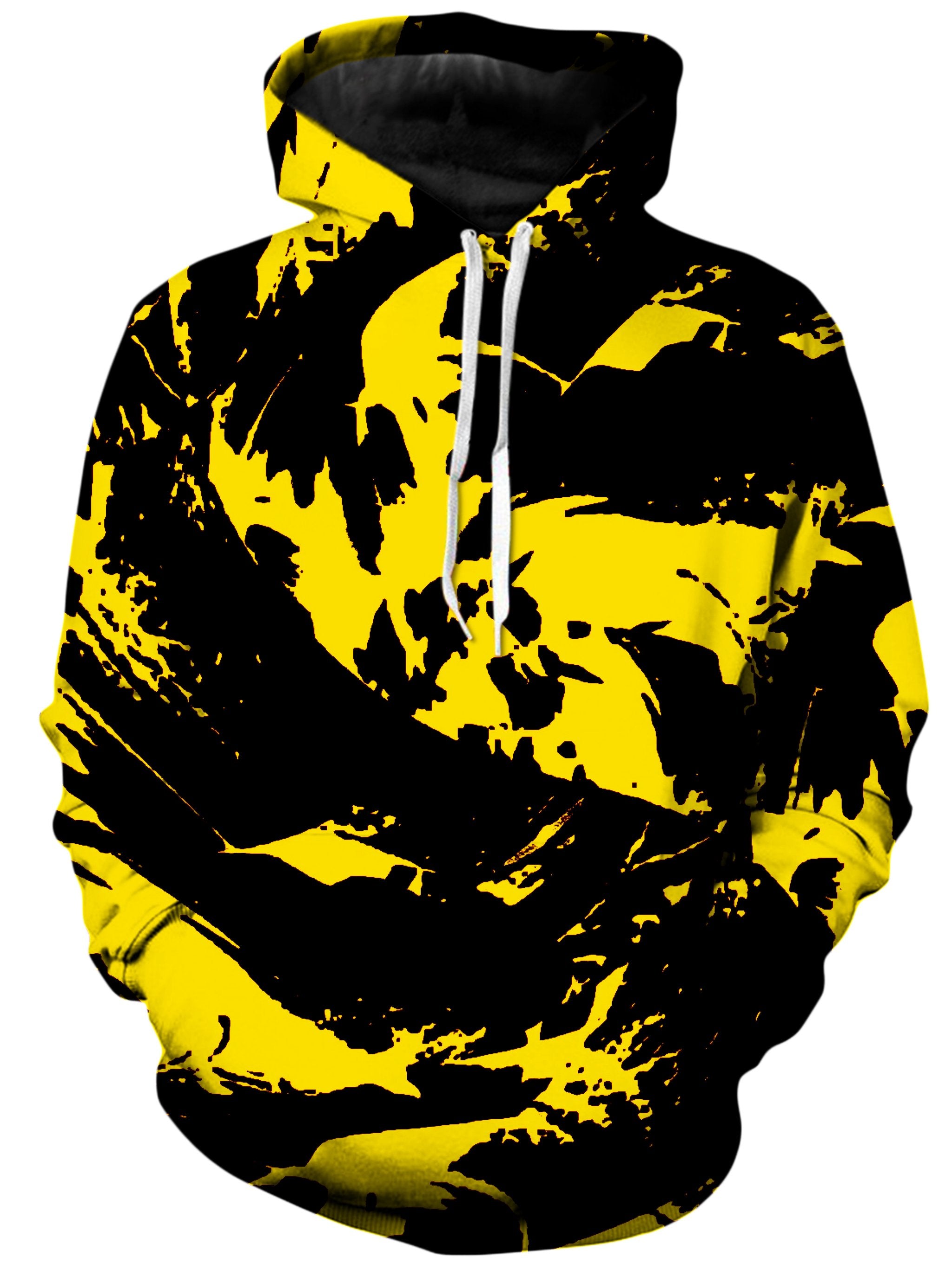 Black and Yellow Paint Splatter Unisex Hoodie, Big Tex Funkadelic, T6 - Epic Hoodie