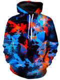 Blue and Orange Paint Splatter Unisex Hoodie, Big Tex Funkadelic, T6 - Epic Hoodie