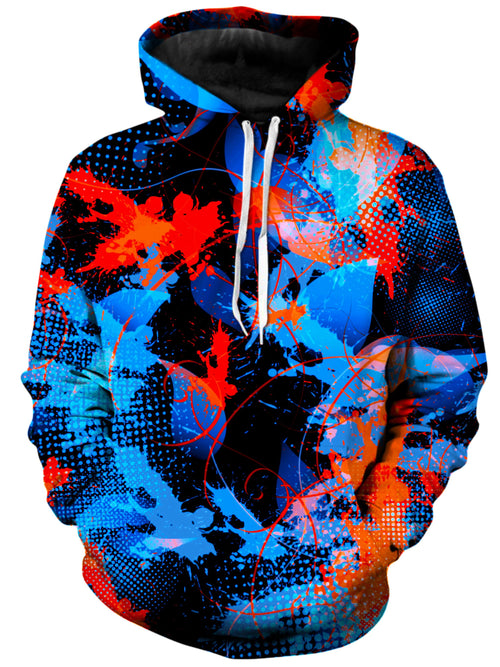 Blue and Orange Paint Splatter Unisex Hoodie Big Tex Funkadelic Epic Hoodie