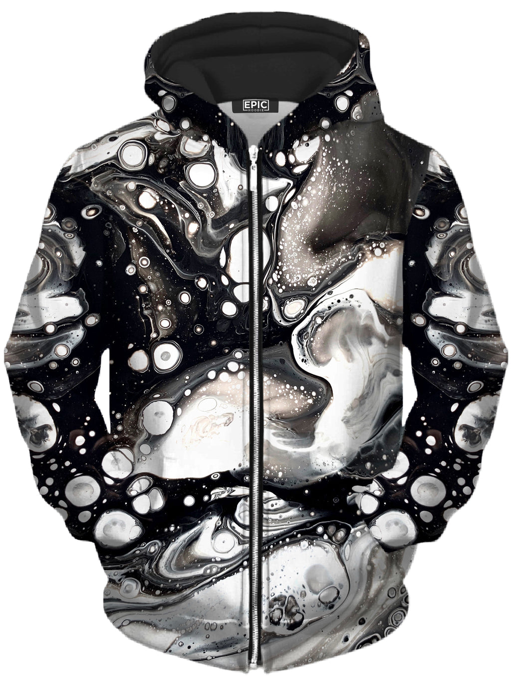 Monochrome Melt Unisex Zip-Up Hoodie BrizBazaar Epic Hoodie