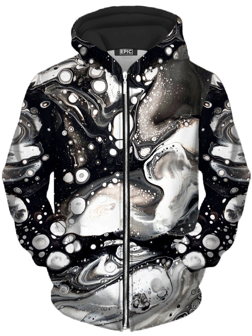 Monochrome Melt Unisex Zip-Up Hoodie BrizBazaar Epic Hoodie