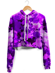Purple Paint Splatter Fleece Crop Hoodie