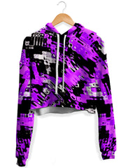 Purple Rave Drip Fleece Crop Hoodie