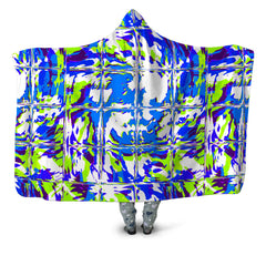 Blue Rave Glitch Hooded Blanket
