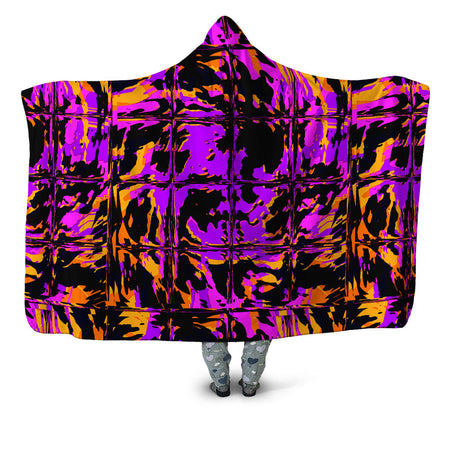 Big Tex Funkadelic - Purple Blackout Rave Glitch Hooded Blanket