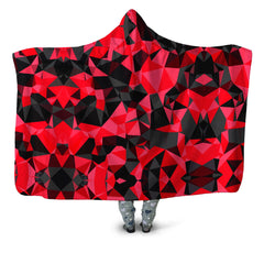 Red and Black Geo Hooded Blanket