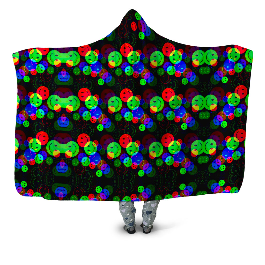 Big Tex Funkadelic - RGB Smile Glitch Hooded Blanket