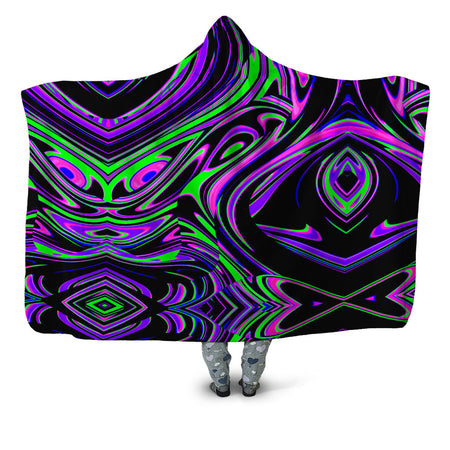 Big Tex Funkadelic - Violet and Lime Blackout Drip Hooded Blanket