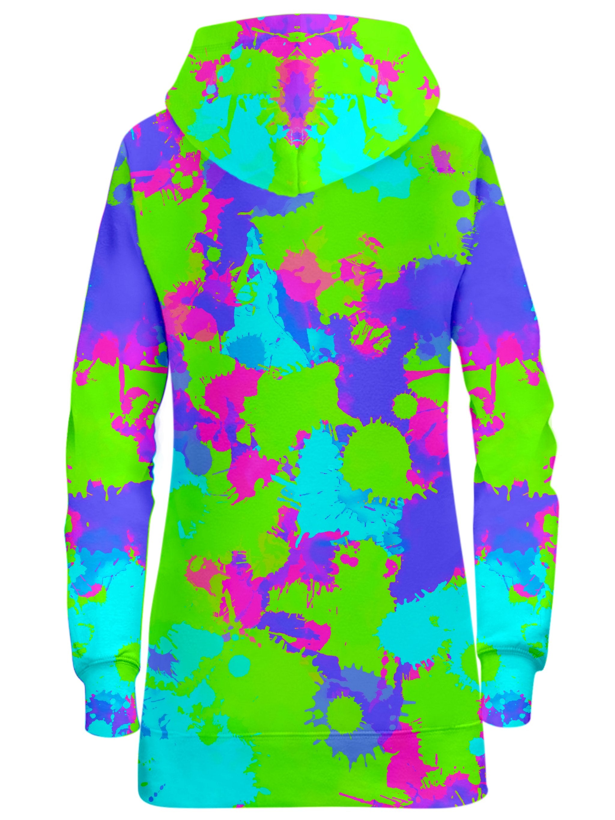 90s Neon Paint Splatter Hoodie Dress