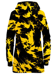 Black and Yellow Paint Splatter Hoodie Dress, Big Tex Funkadelic, T6 - Epic Hoodie