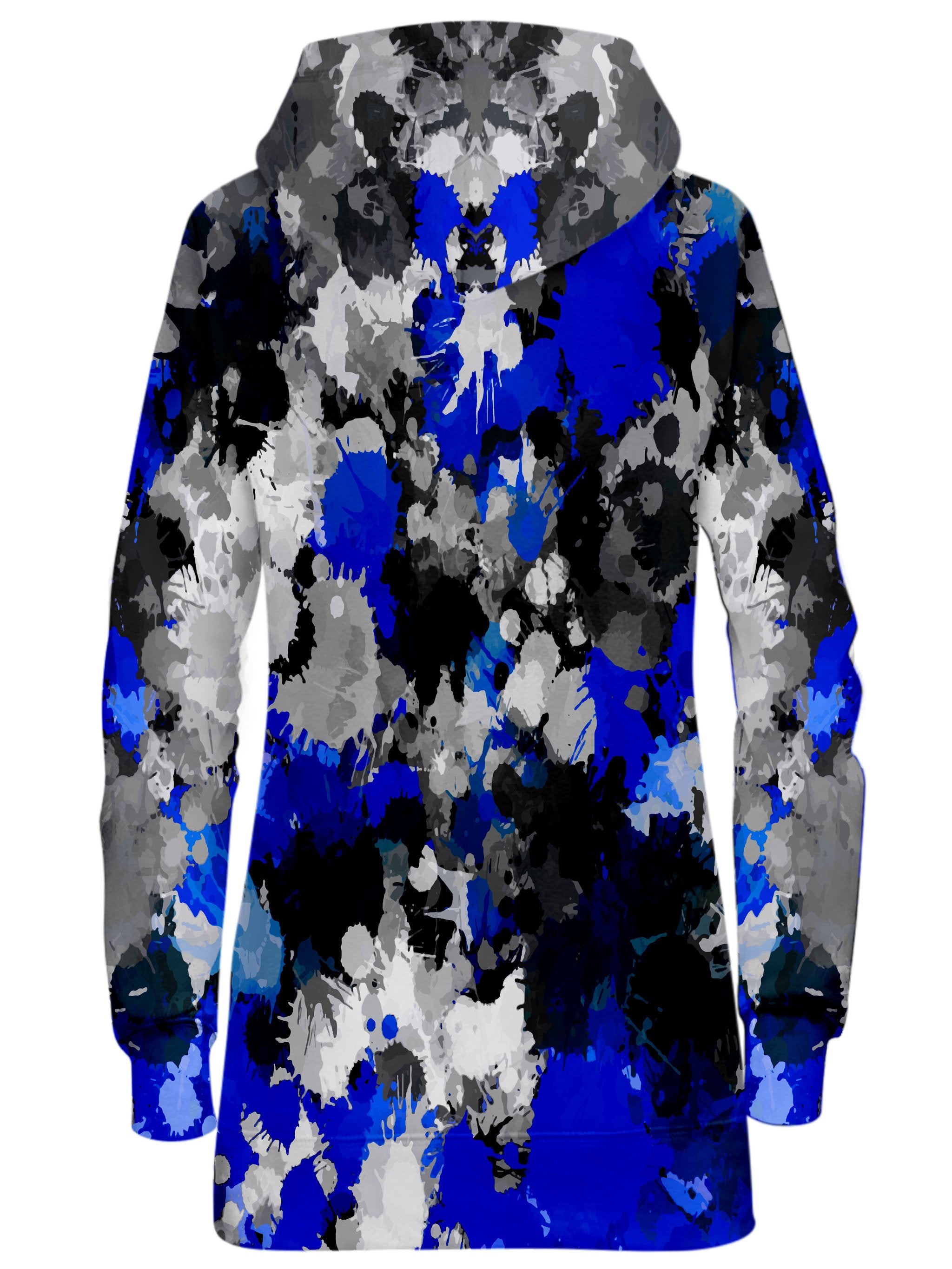 Blue and Grey Paint Splatter Hoodie Dress Big Tex Funkadelic Epic Hoodie