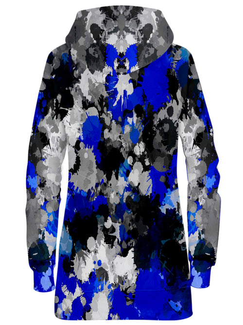 Blue and Grey Paint Splatter Hoodie Dress Big Tex Funkadelic Epic Hoodie
