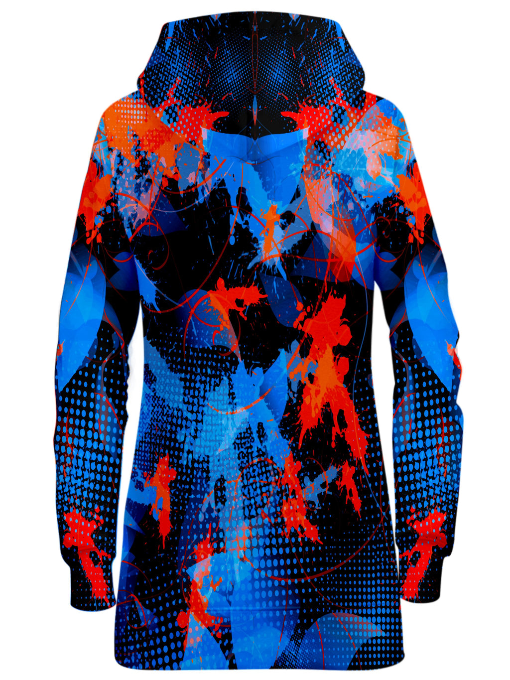 Blue and Orange Paint Splatter Hoodie Dress Big Tex Funkadelic Epic Hoodie