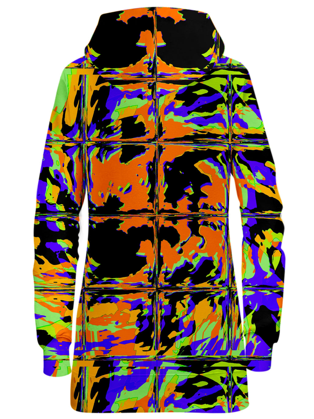 Orange Violet Rave Glitch Hoodie Dress