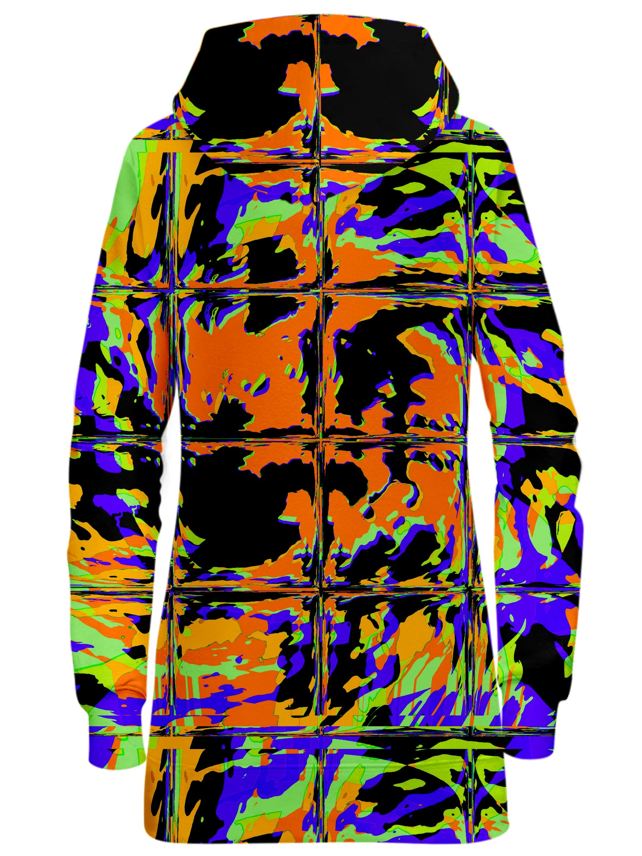 Orange Violet Rave Glitch Hoodie Dress