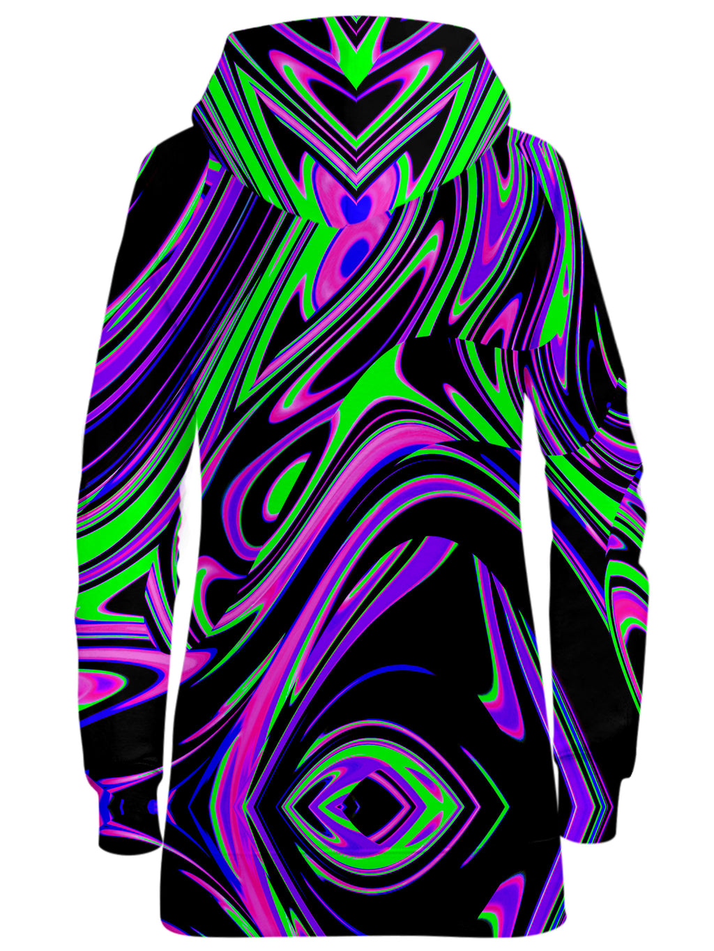 Violet and Lime Blackout Drip Hoodie Dress Big Tex Funkadelic Epic Hoodie